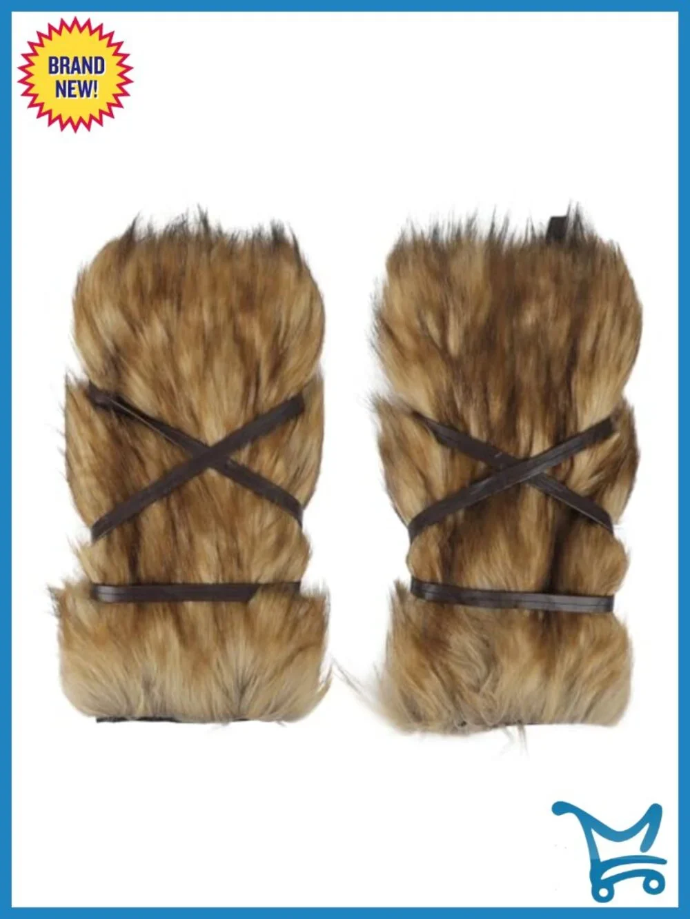 Faux Fur Arm Warmers with Leather Band, Medieval Costume